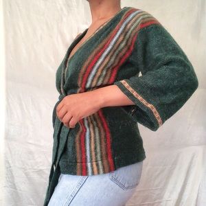 HUNTER GREEN WRAP SWEATER
